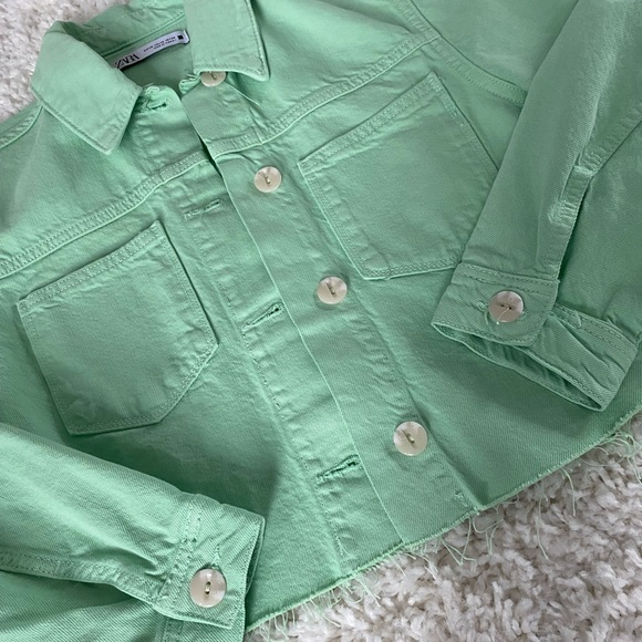 Zara green cropped jeans jacket - Picture 5 of 6